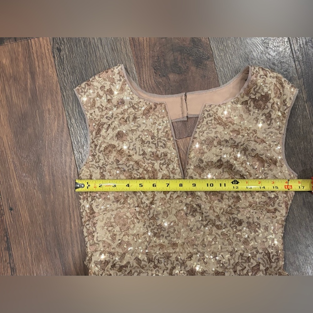 BCBGMaxAzria Gold Sequin Mini Dress in size 8 - Picture 4 of 15